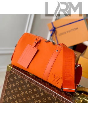 Louis Vuitton City Keepall Bag in Gained Leather M59328 Orange 2022
