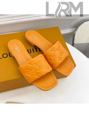 Louis Vuitton Revival Flat Slide Sandals in Monogram Embossed Lambskin Orange 2022 
