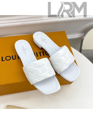 Louis Vuitton Revival Flat Slide Sandals in Monogram Embossed Lambskin White 2022 