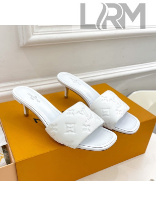 Louis Vuitton Revival High Heel Slide Sandals 5.5cm in Monogram Embossed Lambskin White 2022 