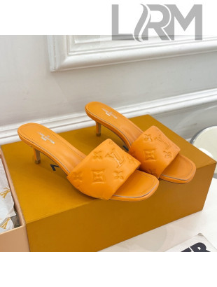Louis Vuitton Revival High Heel Slide Sandals 5.5cm in Monogram Embossed Lambskin Orange 2022 