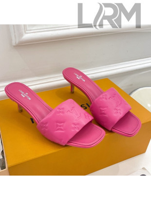 Louis Vuitton Revival High Heel Slide Sandals 5.5cm in Monogram Embossed Lambskin Hot Pink 2022 
