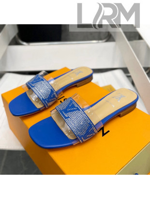 Louis Vuitton TPU and LV Crystal Flat Slide Sandals Blue 2022