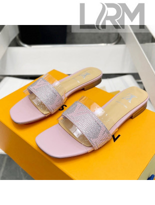 Louis Vuitton TPU and LV Crystal Flat Slide Sandals Pink 2022