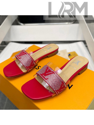 Louis Vuitton TPU and LV Crystal Flat Slide Sandals Red 2022