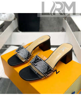 Louis Vuitton TPU and LV Crystal Heel Slide Sandals Black 2022