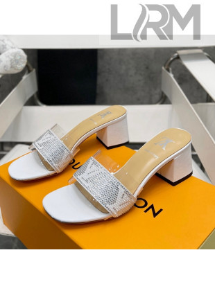 Louis Vuitton TPU and LV Crystal Heel Slide Sandals White 2022