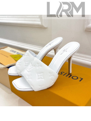 Louis Vuitton Revival High Heel Slide Sandals 9.5cm in Monogram Embossed Lambskin White 2022 