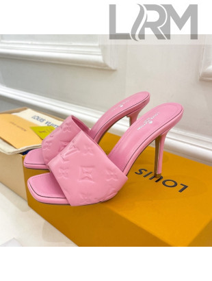 Louis Vuitton Revival High Heel Slide Sandals 9.5cm in Monogram Embossed Lambskin Pink 2022 03