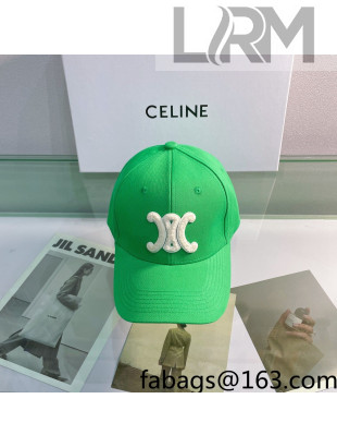 Celine Canvas Baseball Hat Green 2022 13
