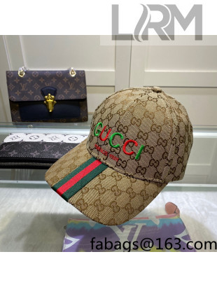 Gucci GG Canvas Baseball Hat with Web Beige 2022 20