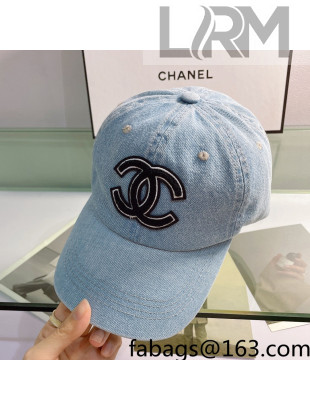 Chanel Denim Baseball Hat Light Blue 2022 0310149