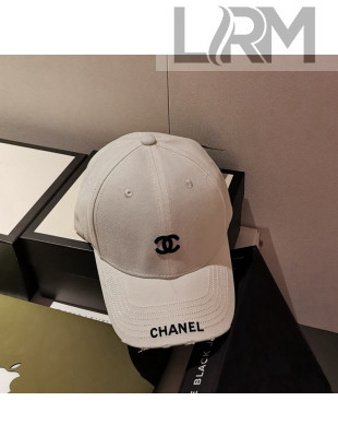 Chanel Canvas Baseball Hat White 2022 040197