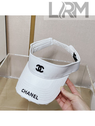 Chanel Canvas Visor Hat White 2022 0401105