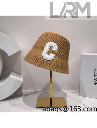 Celine Straw C Buckle Hat Khaki 2022 0401136