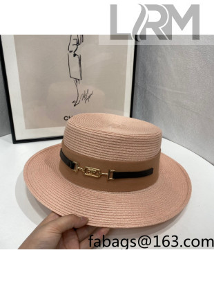 Celine Straw Wide Brim Hat Pink 2022 0401141