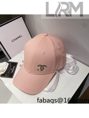 Chanel Sequins CC Canvas Baseball Hat Pink 2022 0401123