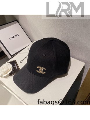 Chanel Sequins CC Canvas Baseball Hat Black 2022 0401122