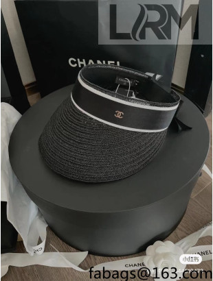 Chanel Visor Boe Tie Hat Black 2022 0401145