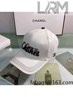 Chanel Coco Canvas Baseball Hat White 2022 0401170