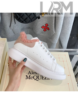 Alexander Mcqueen White Calfskin and Shearling Sneakers Pink 2021 112358