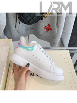 Alexander Mcqueen White Calfskin and Shearling Sneakers Multicolor 2021 112355
