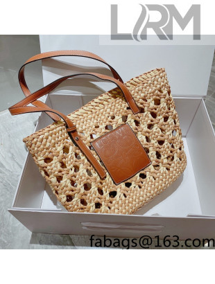 Loewe Medium Straw and Leather Basket Bag Beige/Brown 2022 033106