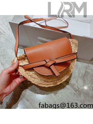 Loewe Straw and Leather Mini Gate Bag Beige/Brown 2022 033108