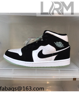 Nike Air Jordan AJ1 Mid-top Reflective Sneakers White/Black 2021 112367