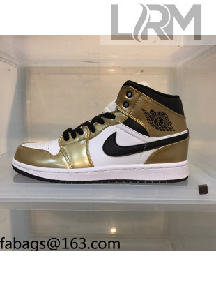 Nike Air Jordan AJ1 Mid-top Sneakers Gold 2021 112374