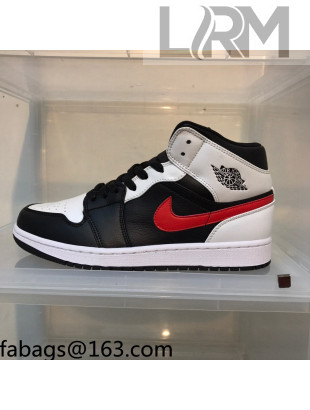 Nike Air Jordan AJ1 Mid-top Sneakers Black/White/Red 2021 112382
