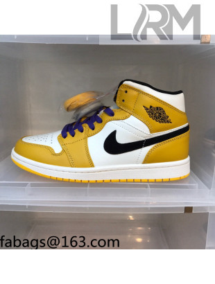 Nike Air Jordan AJ1 Mid-top Sneakers Yellow 2021 112362