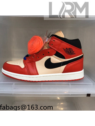 Nike Air Jordan AJ1 Mid-top Sneakers Red/Beige 2021 112364