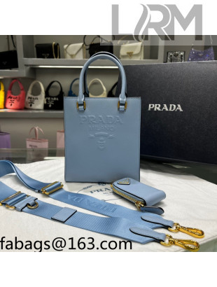 Prada Small Saffiano Leather Top Handle Bag 1BA333 Blue 2022