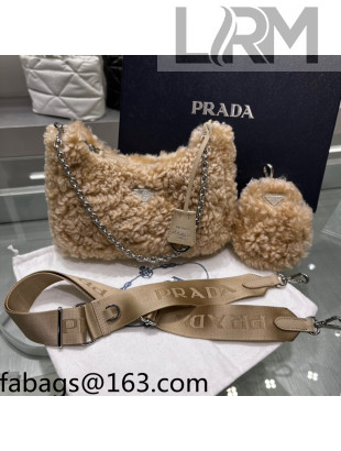 Prada Re-Edition 2005 Wool and Cashmere Mini Hobo Bag 1BH204 Beige 2022