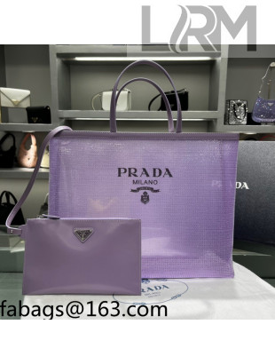 Prada Sequined Mesh Tote Bag 1BG416 Lily Purple 2022