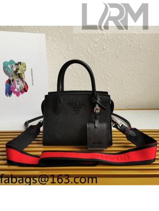 Prada Saffiano Leather Monochrome Top Handle Bag 1BA269 Black 2022