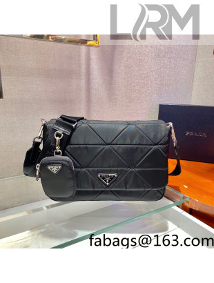 Prada System Nylon Patchwork Shoulder Bag 1BD291 Black 2022