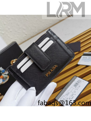Prada Saffiano Leather Card Holder Wallet 1MC038 Black 2022 03