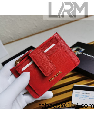 Prada Saffiano Leather Card Holder Wallet 1MC038 Red 2022 05