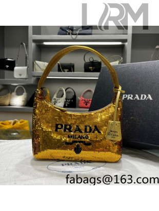 Prada Re-Edition 2000 Sequins Mini Hobo Bag 1NE515 Gold 2022