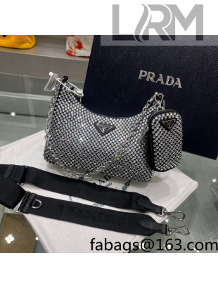 Prada Re-Edition 2005 Crystal Shoulder Bag 1BH204 Black 2022