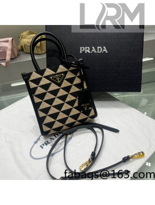 Prada Symbole Jacquard Fabric Micro Handbag 1BA355 Black/Beige 2022