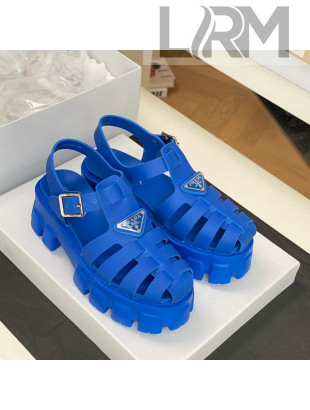 Prada Foam Rubber Flatform Sandals 5.5cm Blue 2022 032628