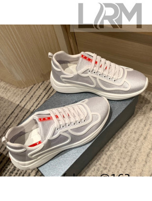 Prada Men's America's Cup Fabric Sneakers Silver White 2022  