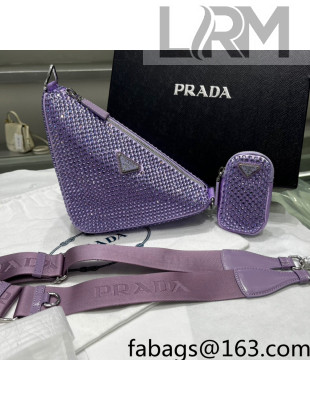 Prada Crystal Triangle Shoulder Bag 1BH190 Purple 2022