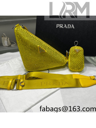 Prada Crystal Triangle Shoulder Bag 1BH190 Yellow 2022