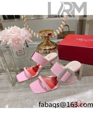 Roger Vivier Soft Leather Medium Heel Slide Sandals 5.5cm Pink 2022 0323100