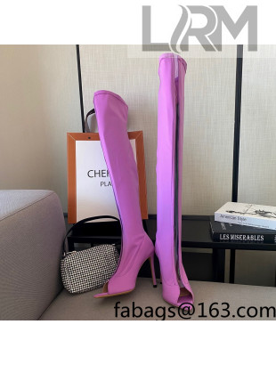 Gianvito Rossi Hiroko Lycra Fabric High Heel Over-knee Boots 10.5 cm Purple 2022