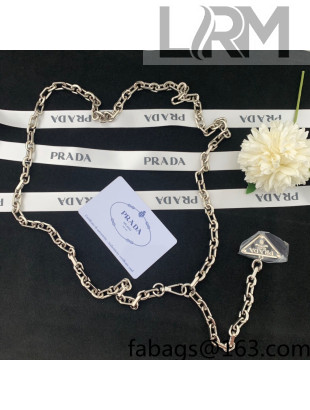 Prada Triangle Logo Chain Belt Silver/Black 2022 031167